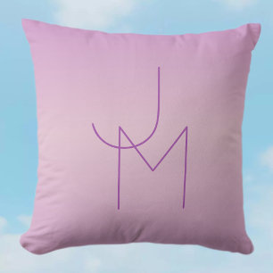 Almofada Monograma Único Sobreposto Rosa Lavanda Suave