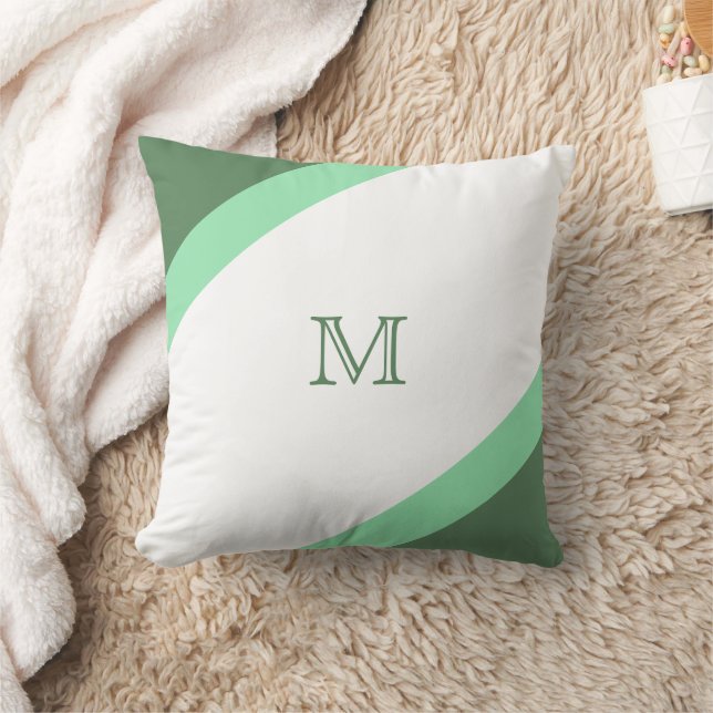 Almofada Monograma Verde e Branco Moderno Simples (Cobertor)