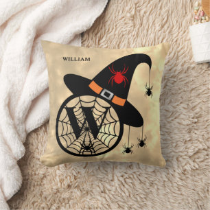 Almofada Monograma W Halloween Sky Witeen Nome das Aranhas