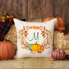 Almofada Monograma Xadrez Laranja Tartan Queda Pumpkin