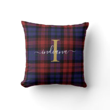 Monograma Xadrez Nome Red Purple Rustic Tartan