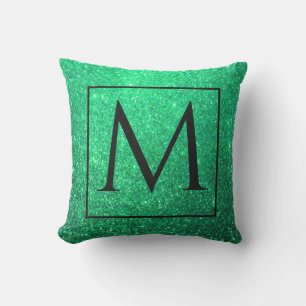 Almofada Monogramas Dia de São Patrício inicial de brilho