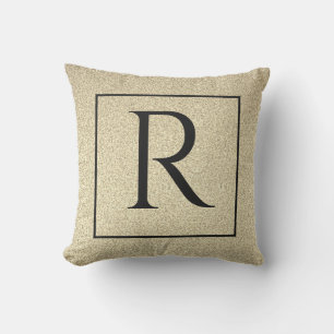 Almofada Monogramas Glitter Dourado Ouro preto inicial