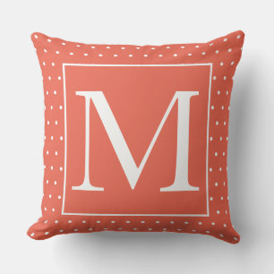 Almofada Monogramas Laranja Bolinhas Branca outono Decência