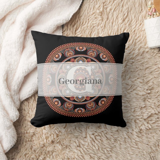 Almofada Monogramas Safari Sunset Bohemian Dot Mandala (Cobertor)