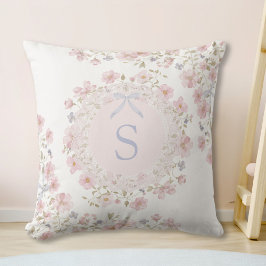 Almofada Monogrammed Pink Flowers and Lace Floral