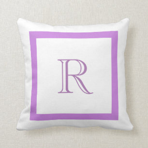 Almofada Monogrammed roxo & branco clássico chique