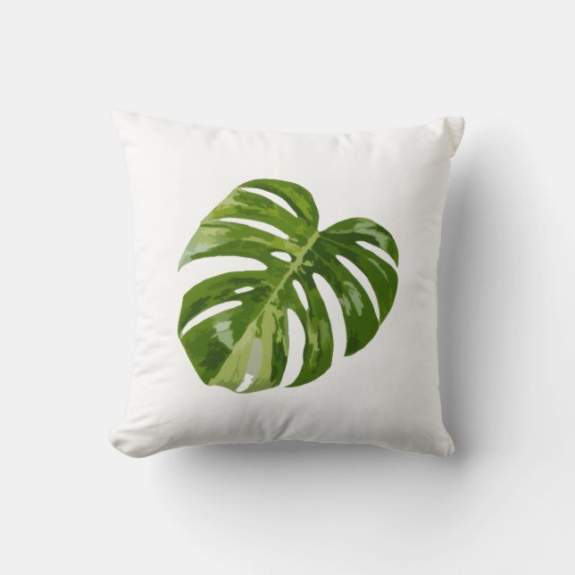 Almofada Monstera Albo Leaf Pillow — Botanical Home Decor (Frente)