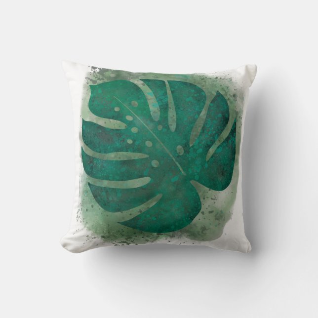 Almofada Monstera Aquarela Verde (Frente)