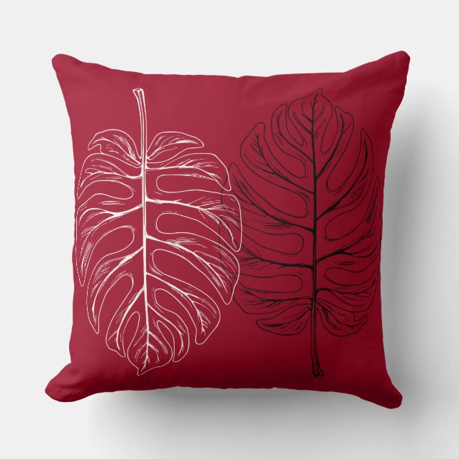 Almofada Monstera branca e negra (Frente)