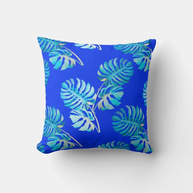 Almofada Monstera Brisa Azul Cobalto (Frente)