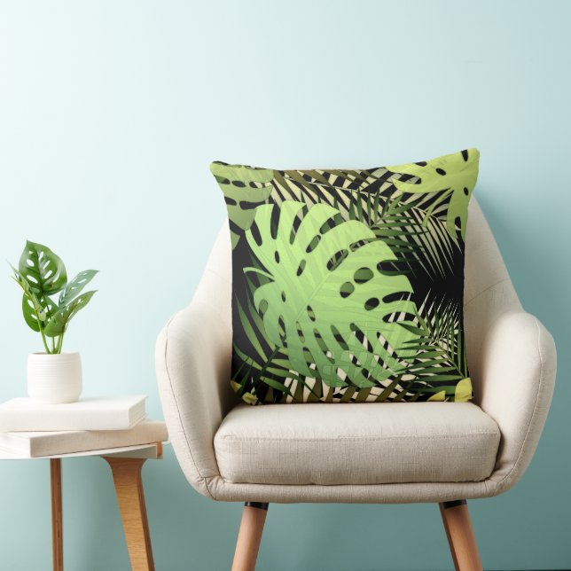 Almofada Monstera deixa travesseiro decorativo da selva tro (Cadeira)