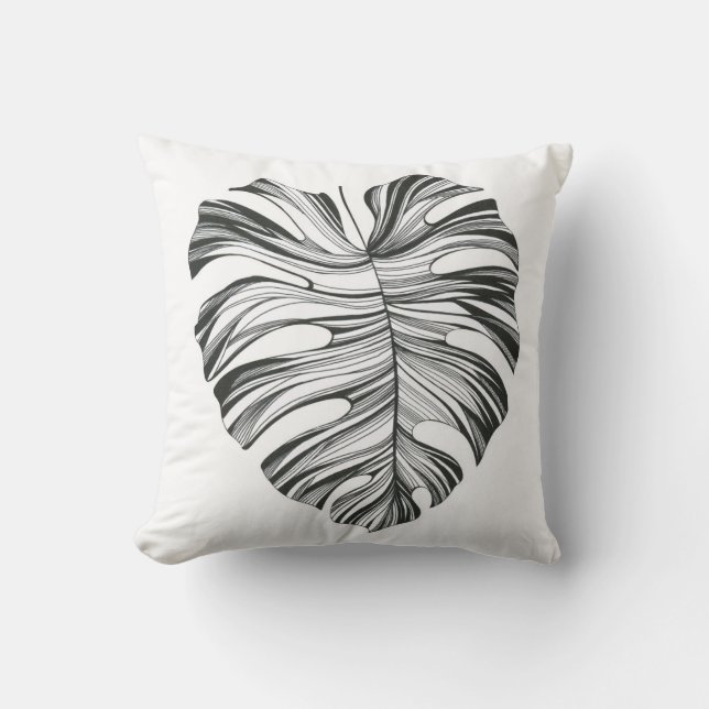 Almofada Monstera Leaf: Elemento Natural Tropical. (Frente)
