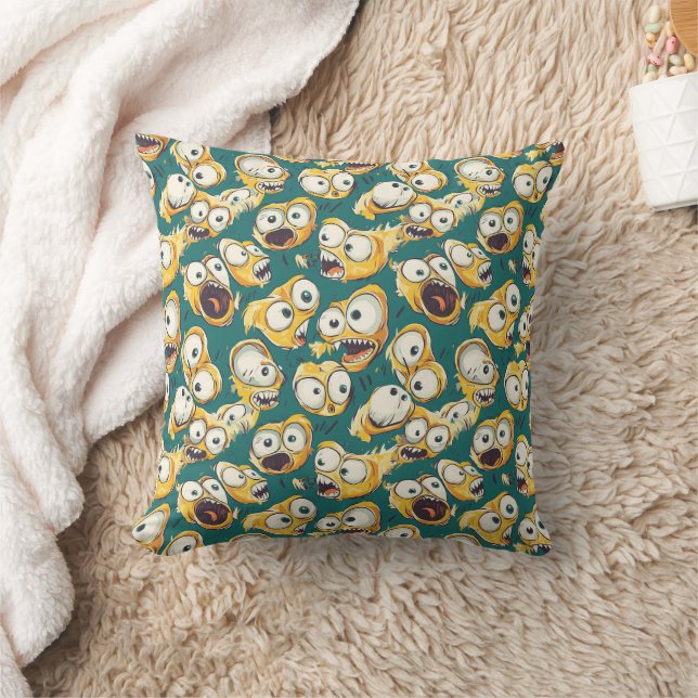 Almofada Monstro Amarelo Louco Teal Halloween (Cobertor)