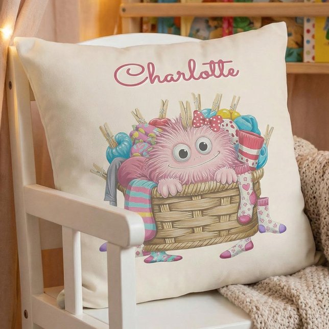 Almofada Monstro de Meia Fofo Rosa para Crianças (Criador carregado)