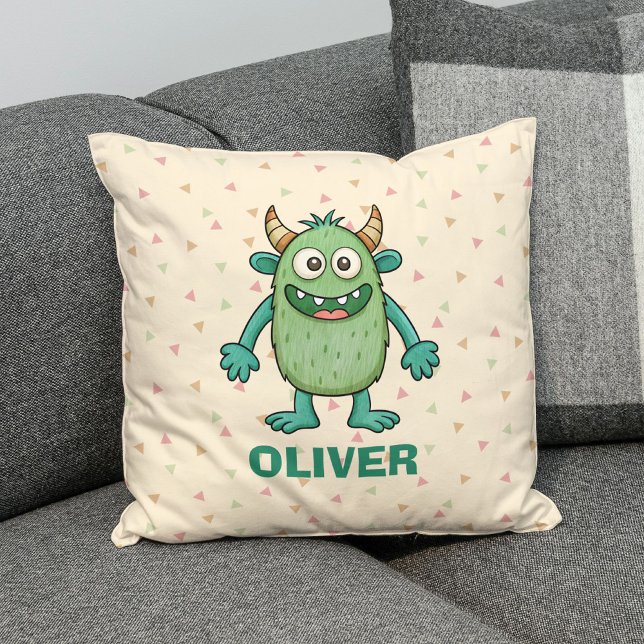 Almofada Monstro Verde Fofo Personalizado (Criador carregado)
