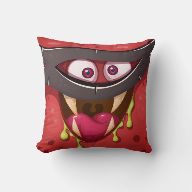 Almofada Monstro Vermelho Máscara Louca (Frente)