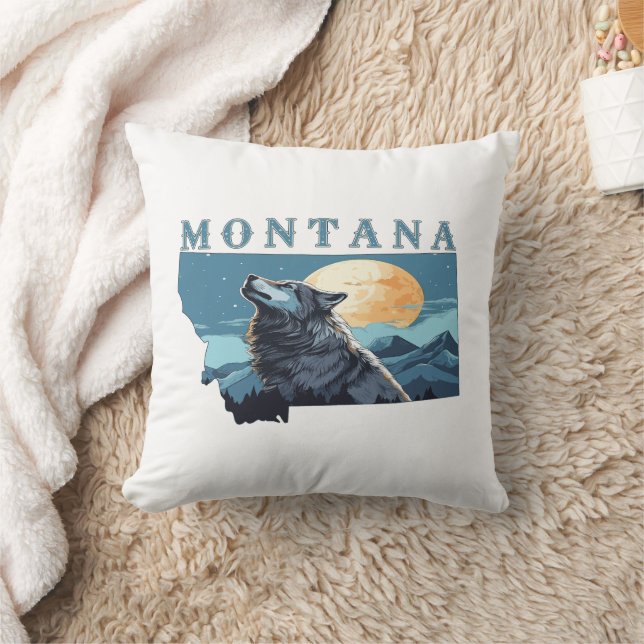 Almofada Montana Outline Wolf and Moon (Cobertor)