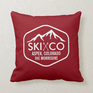 Almofada Montanha do esqui do vintage & Pólos rústicos