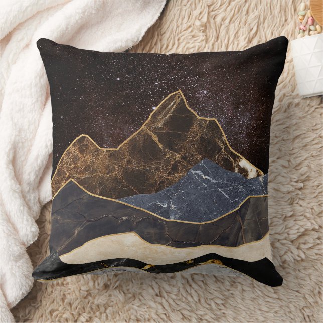 Almofada Montanhas abstrato Marble Sob Céu Estrelado (Cobertor)