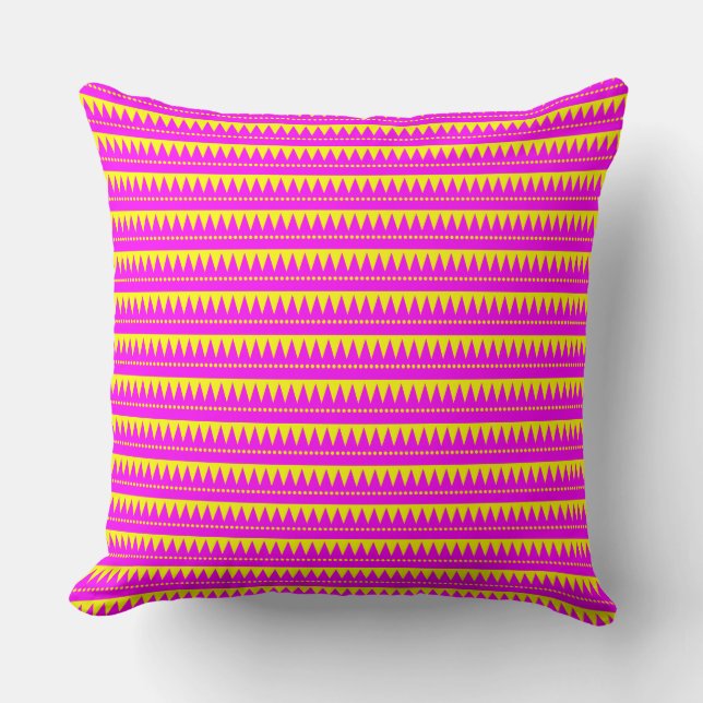 Almofada Montanhas Asteca - Magenta com Amarelo (Frente)