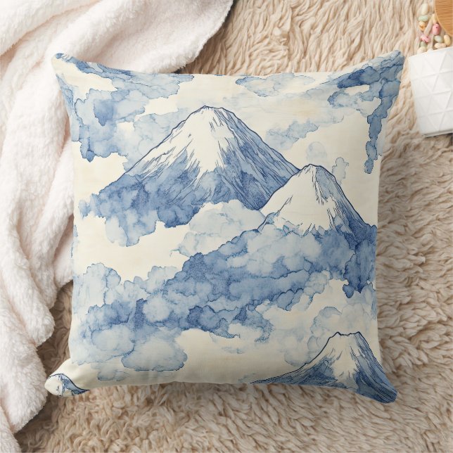 Almofada Montanhas de Neve Azul Branco Equilibradas (Cobertor)