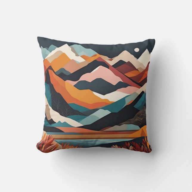 Almofada Montanhas Modernas do Lago Moon (Frente)