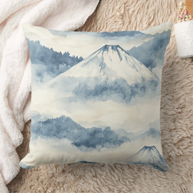Almofada Montanhas Serenas Cobiertas de Neve - Azul e Branc (Cobertor)