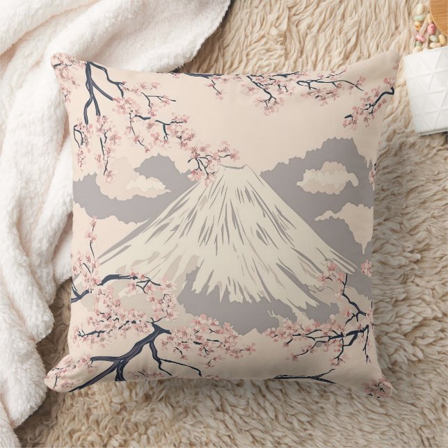 Almofada Monte Fuji com Flores de Cerejeira – Japonês (2) (Cobertor)