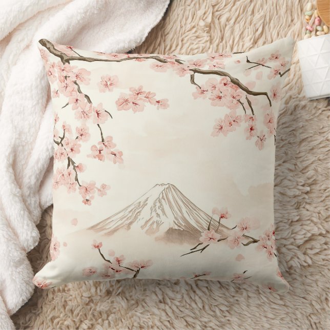 Almofada Monte Fuji com Flores de Cerejeira – Japonês (3) (Cobertor)