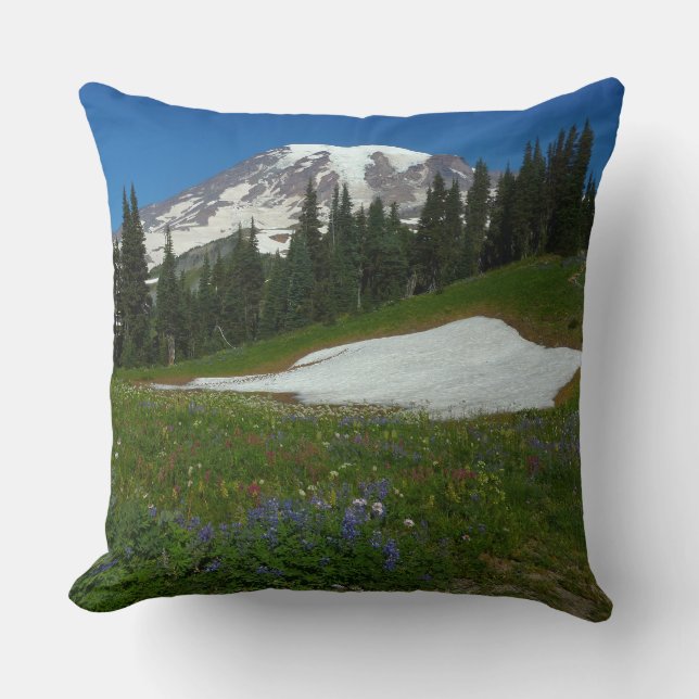 Almofada Monte Rainier, Flores Silvestres e Neve (Frente)