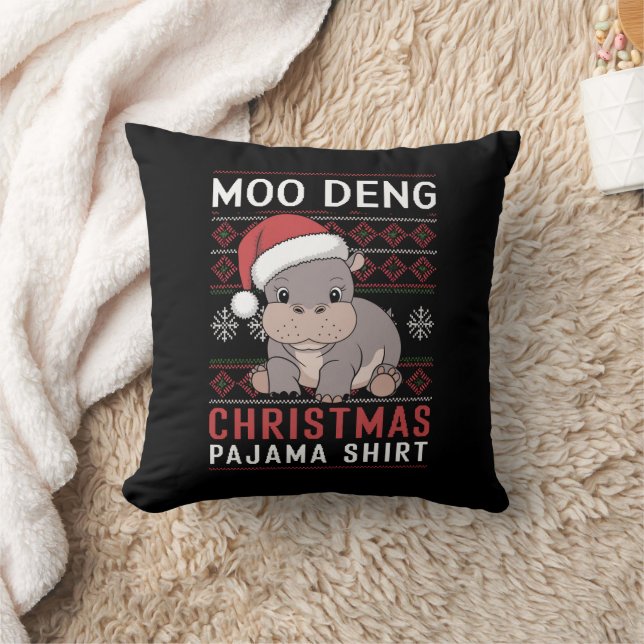 Almofada Moo Deng Natal Pajama Matando Família (Cobertor)