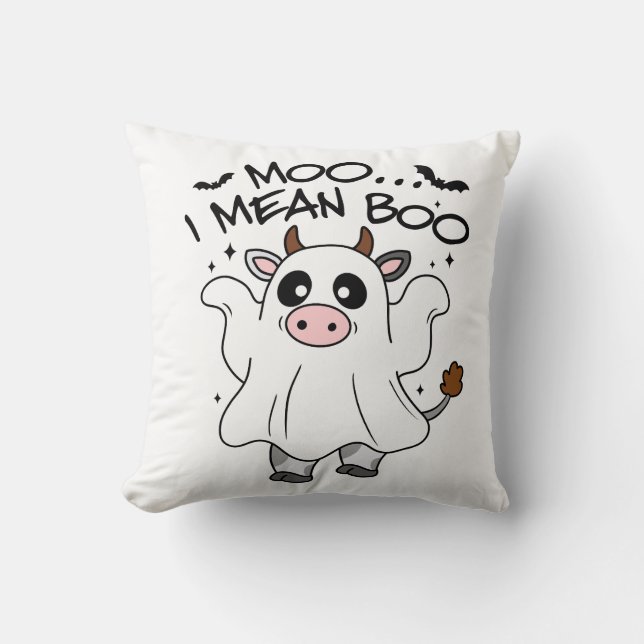 Almofada Moo I Quero Dizer Boo Spooky Season Dia de as Brux (Frente)