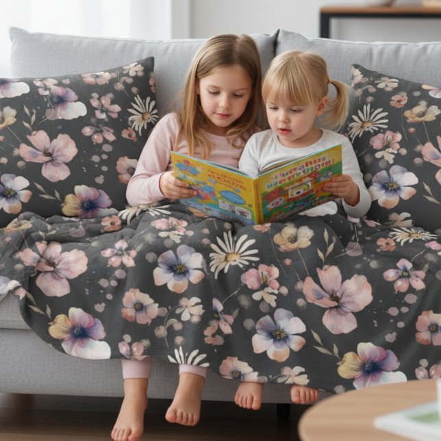 Almofada Moody Boho Watercolor Blush Wildflowers Pattern  (Criador carregado)