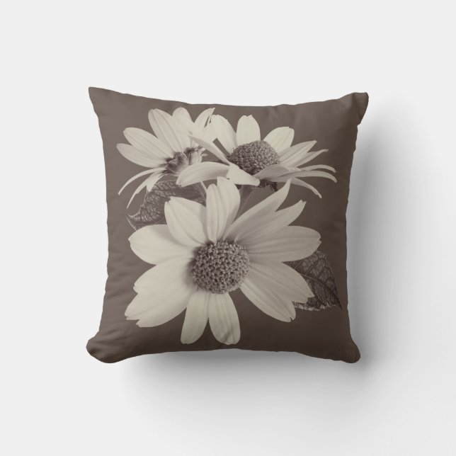 Almofada Moody Brown Daisy Custom Monogram Chince Pillow (Frente)
