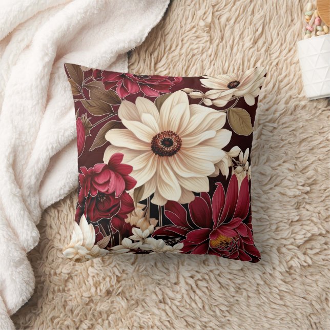 Almofada Moody Burgundy e Cream Florals (Cobertor)