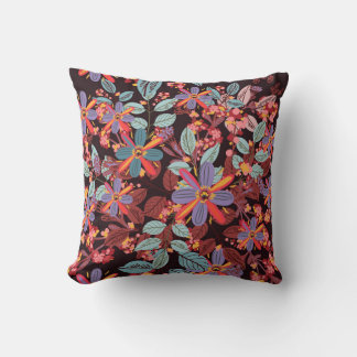 Almofada Moody Midnight Floral Folk Art Pattern Pillow