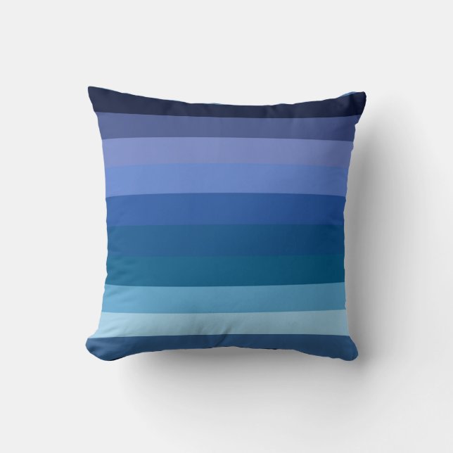 Almofada Moody Midnight Ocean Blue Gradient Stripe Pattern (Frente)