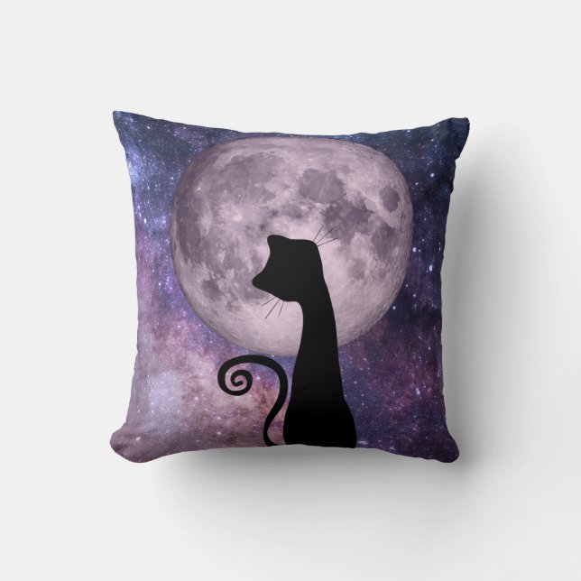 Almofada Moon Cat em Travesseiro decorativo Rosa e Púrpura (Frente)
