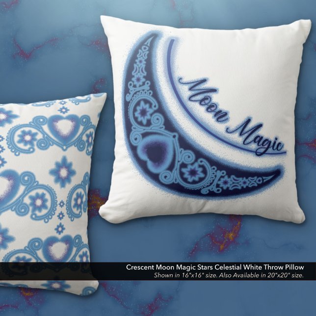 Almofada Moon Magic Stars Celestial Branco (Crescent Moon Magic Stars Celestial White Throw Pillow)