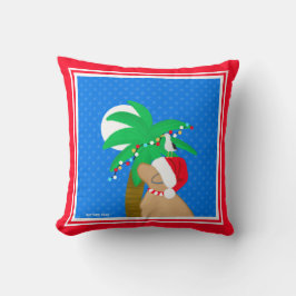 Almofada Moonlight Santa Yellow Dog Trimming Palm Tree