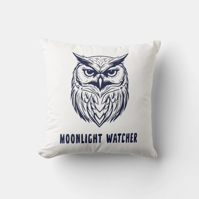 Almofada Moonlight Watcher – Mystical Owl Throw Pillow (Frente)