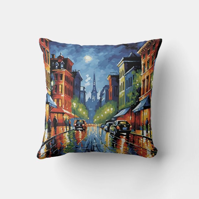 Almofada Moonlit City Street (Verso)