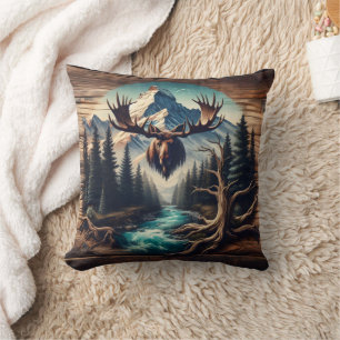 Almofada Moose Head Mount Overlook Mountain Stream