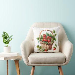 Almofada Morangos frescos em uma cesta de Wicker