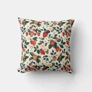 Almofada Morangos selvagens elegantes Padrão Floral Sem Cos