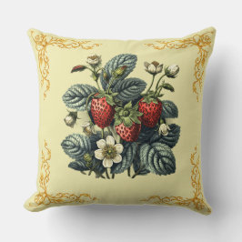 Almofada Morangos Vermelhos e Padrão de Folhagem Floral Bra