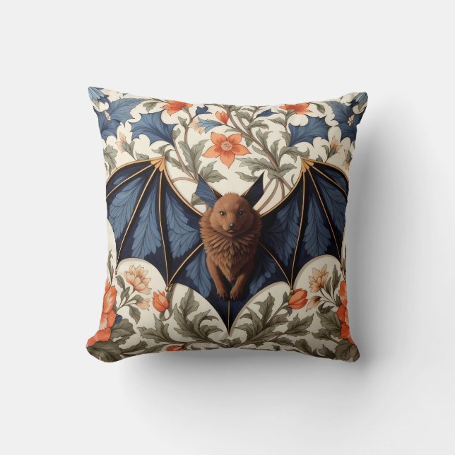 Almofada Morcego Voador Floral Inspirado em William Morris (Frente)
