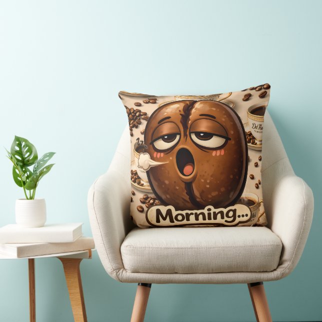 Almofada Morning, sleepy coffee bean funny relatable coffee (Cadeira)