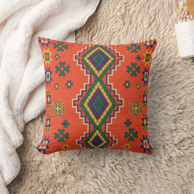 Almofada Moroccan Harmony in Orange Throw Pillow (Cobertor)